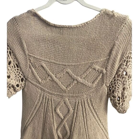 Free People Anthropologie Broen Lace Short. Sleeve Sweater Size Small Western Pr - Picture 6 of 6